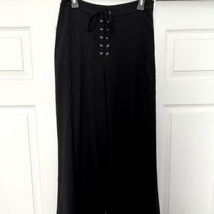 FOREVER 21 Womens Lace Up Wide Leg Pants in Black, US Size Large